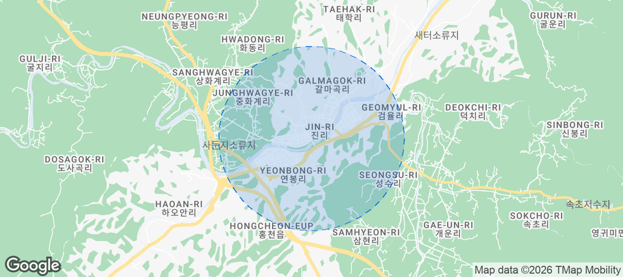 Hongcheon Airbnb map